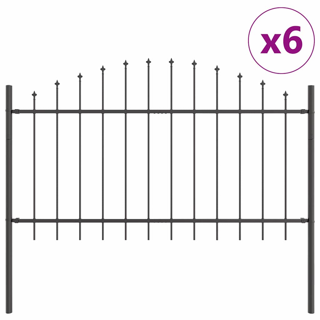 Recinzione da Giardino in Acciaio Verniciato 6 Pezzi Grigio 170 x 140 cm