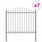 Recinzione per Giardino 7 pcs Acciaio Verniciato Grigio 170 x 165 cm