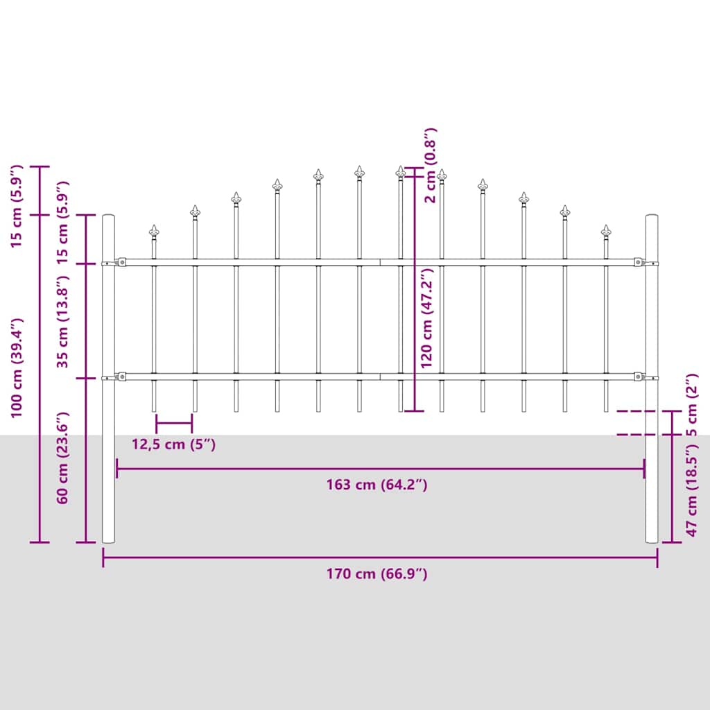 Recinzione per Giardino Woerden 8 pz Acciaio Grigio 170x115 cm