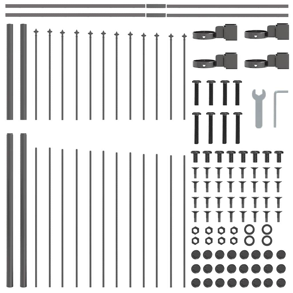 Recinzione per Giardino 8 pezzi Acciaio Grigio 170 x 165 cm