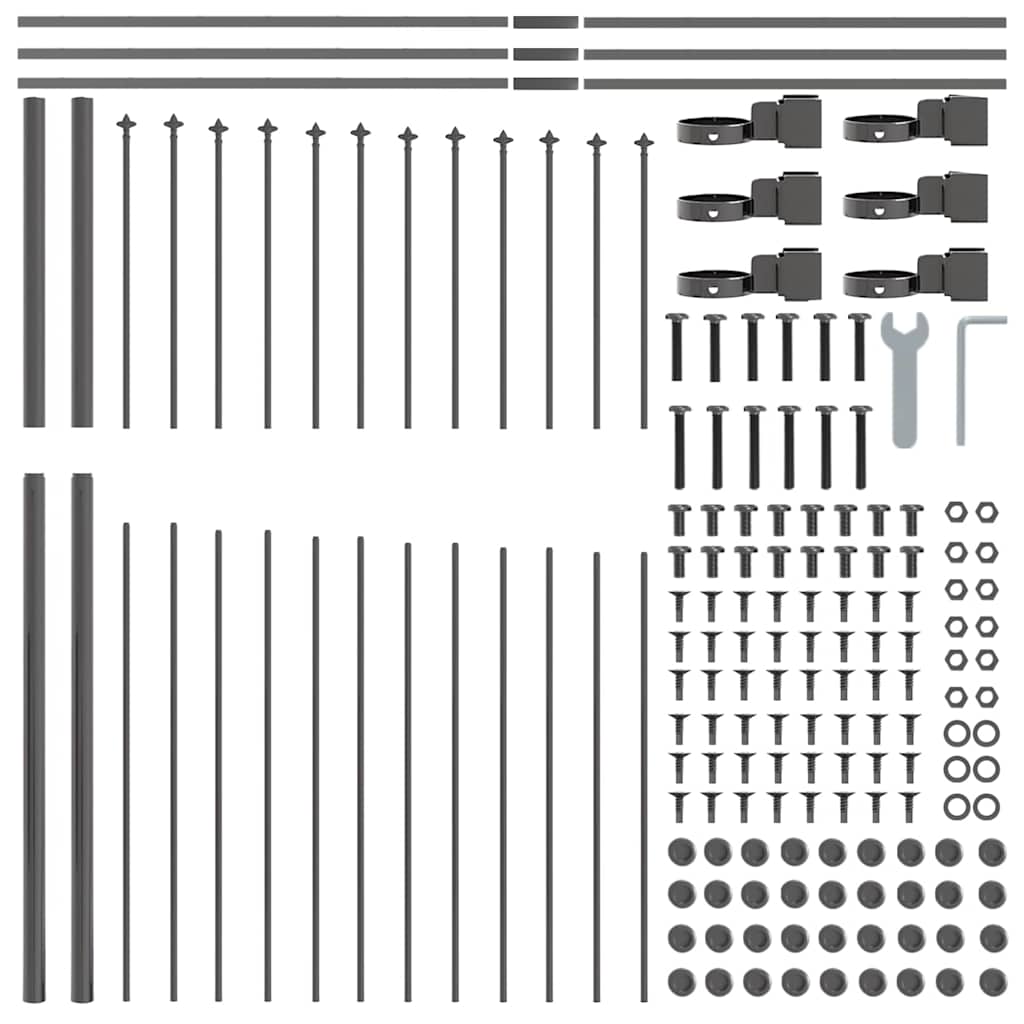 Recinzione per Giardino 8 pezzi Acciaio Grigio 170 x 215 cm