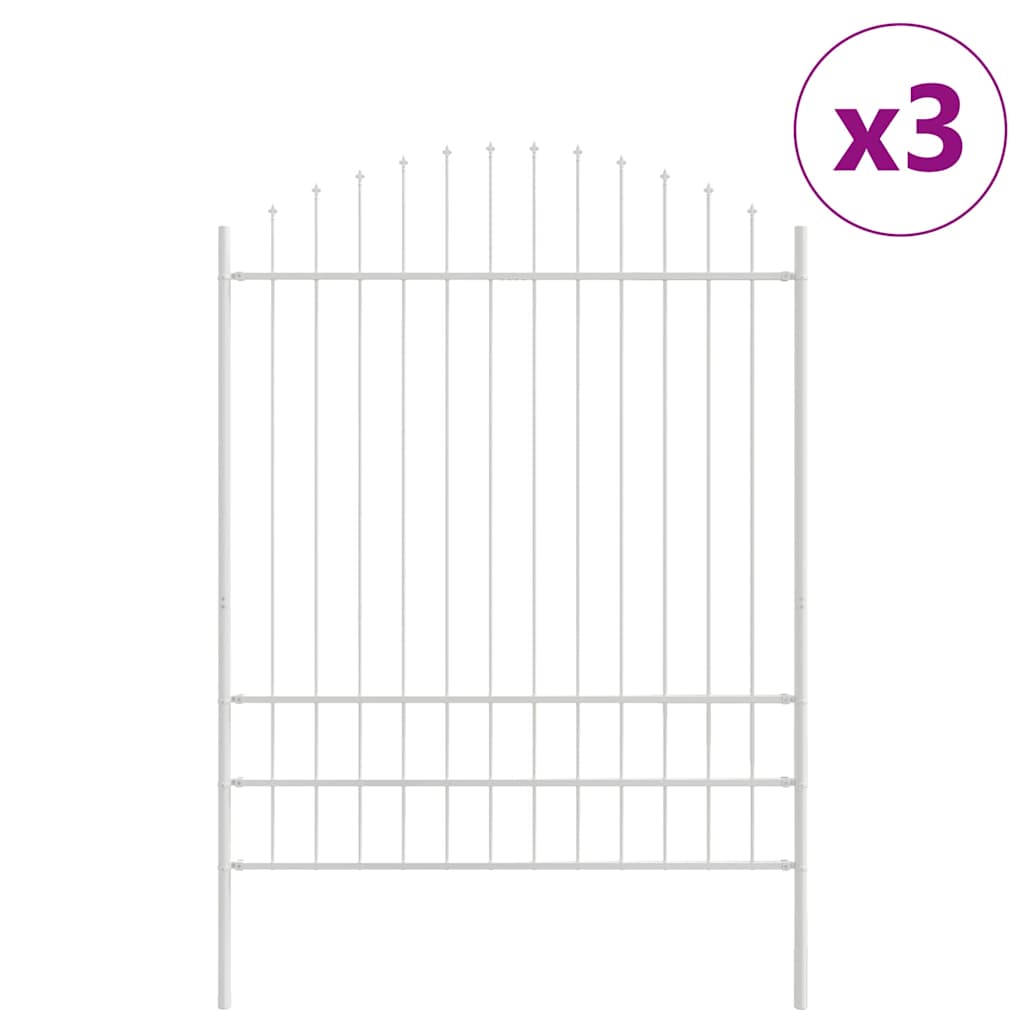 Recinzione per Giardino 3 pezzi Acciaio Verniciato Bianco 170 x 225 cm