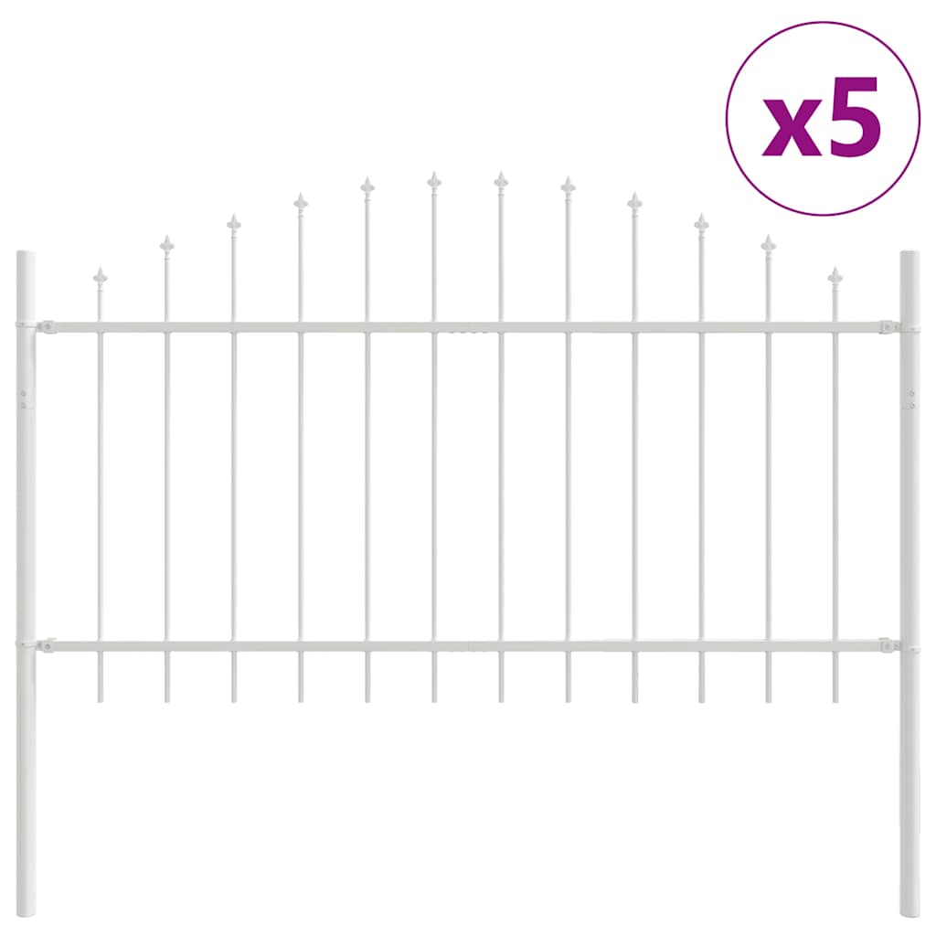 Recinzione per Giardino 5 pezzi Acciaio Verniciato Bianco 170 x 140 cm