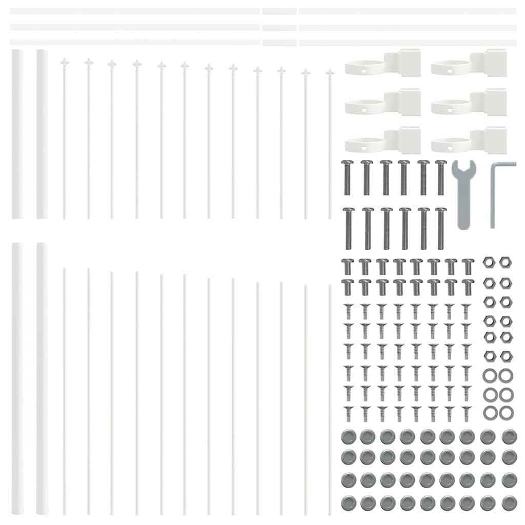 Recinzione da Giardino 5 Pezzi Acciaio Verniciato Bianco 170 x 215 cm