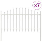 Recinzione per Giardino 7 pezzi Acciaio Verniciato Bianco 170 x 140 cm