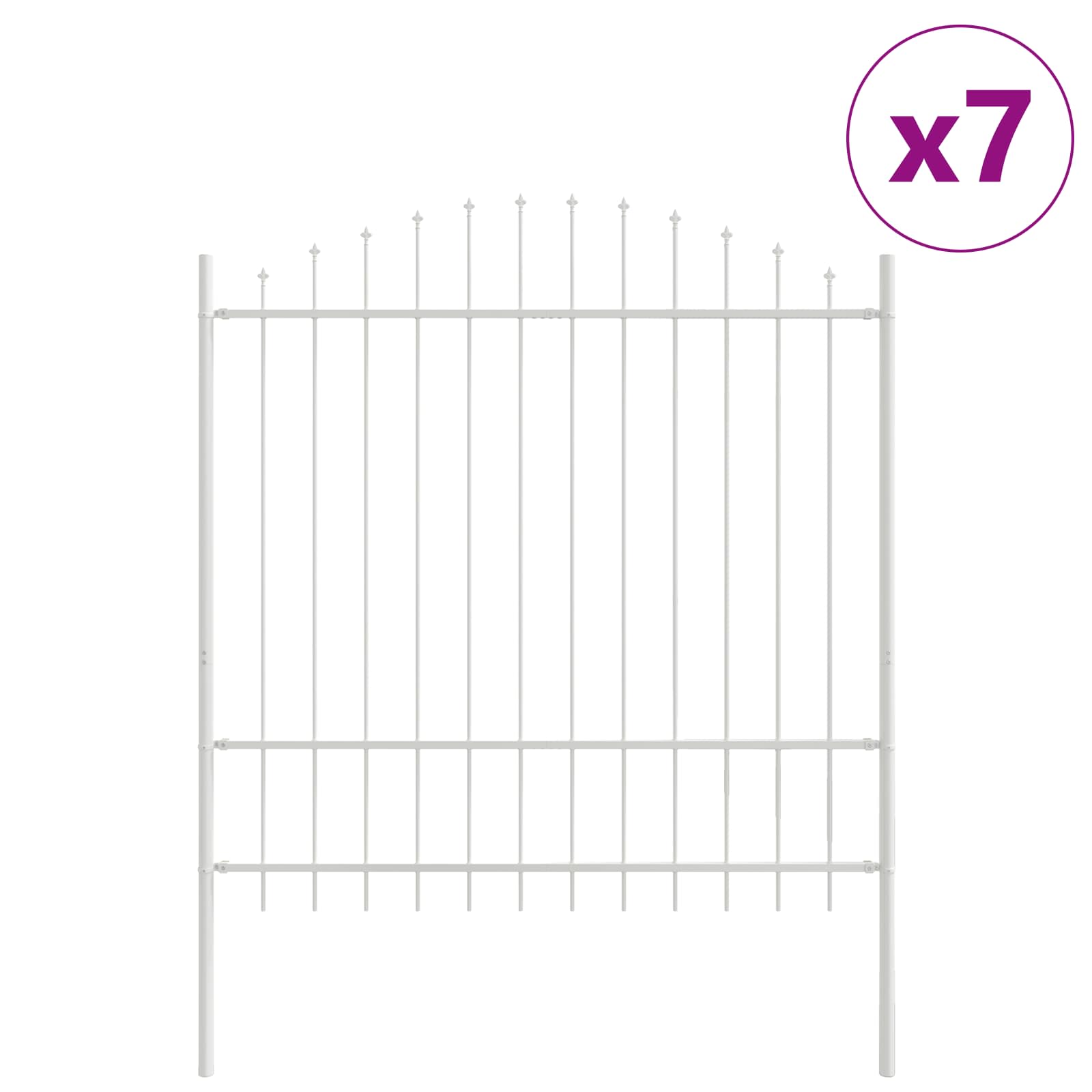Recinzione per Giardino 7 pezzi Bianco Acciaio 170 x 215 cm