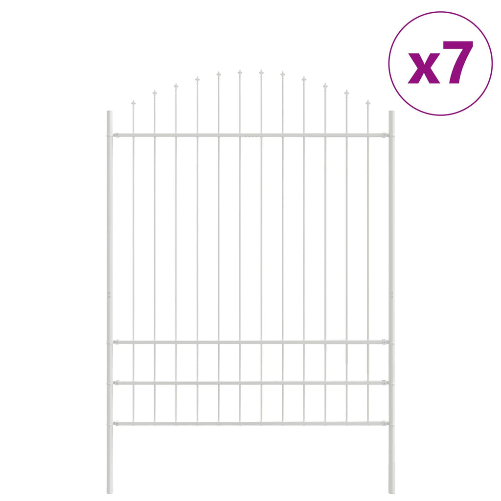 Recinzione per Giardino 7 pezzi Bianco 170 x 225 cm Acciaio Verniciato