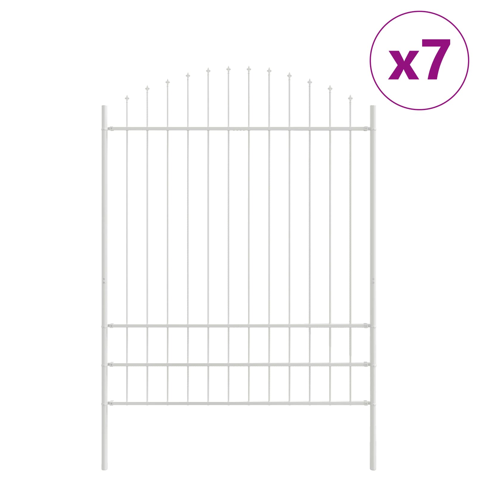 Recinzione per Giardino 7 pezzi Bianco 170 x 225 cm Acciaio Verniciato