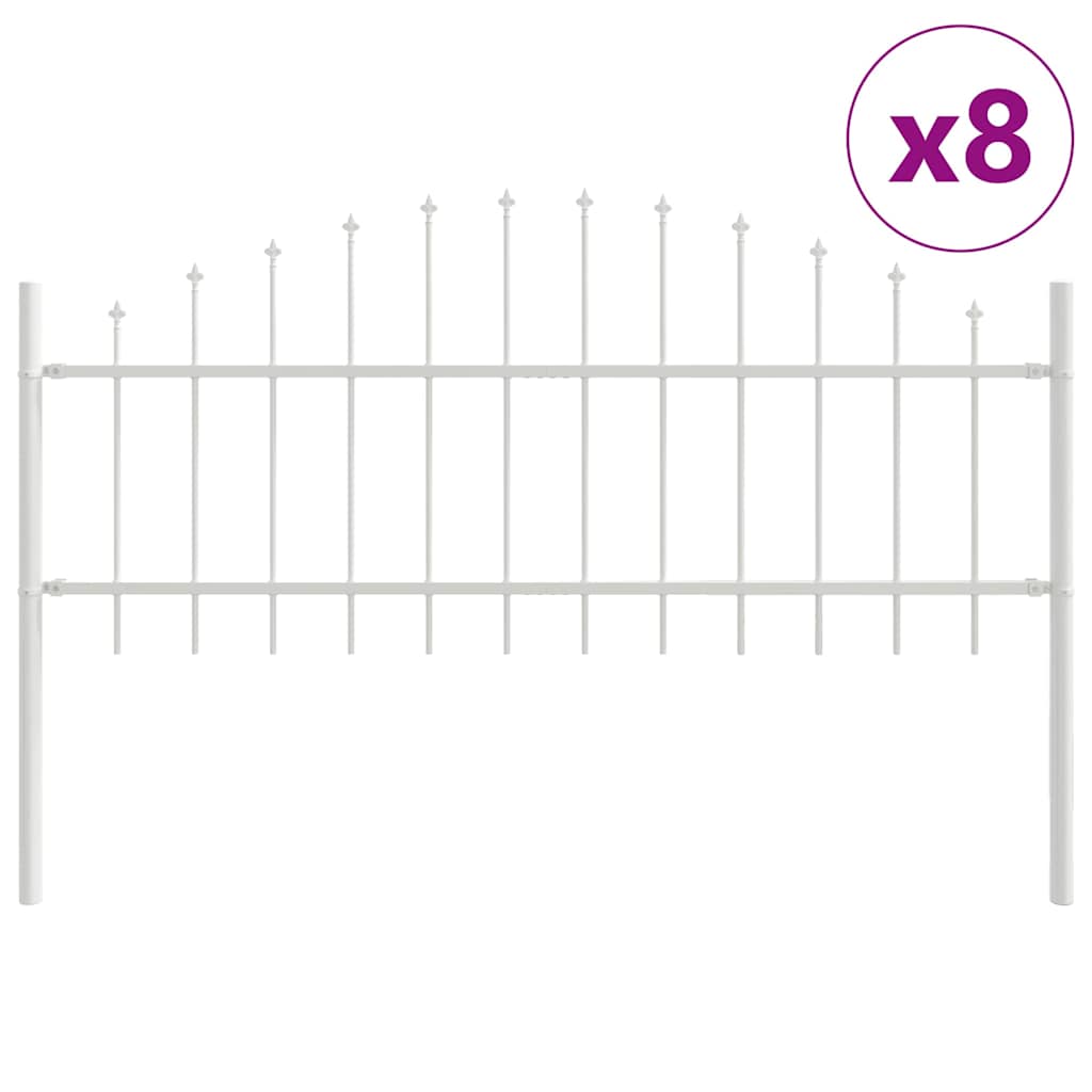 Recinzione per Giardino Woerden Acciaio Verniciato Bianco 170x115 cm - 8 pezzi