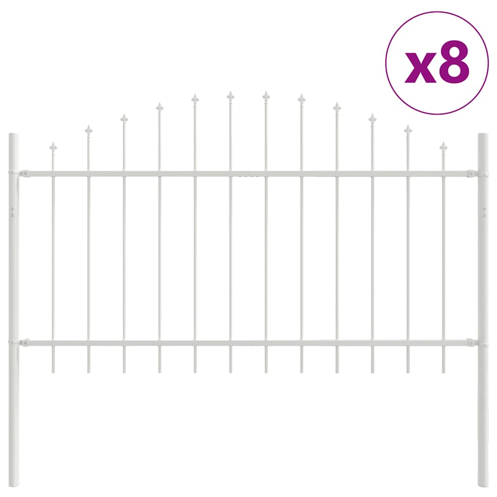 Recinzione da Giardino 8 pezzi Acciaio Verniciato Bianco 170 x 140 cm
