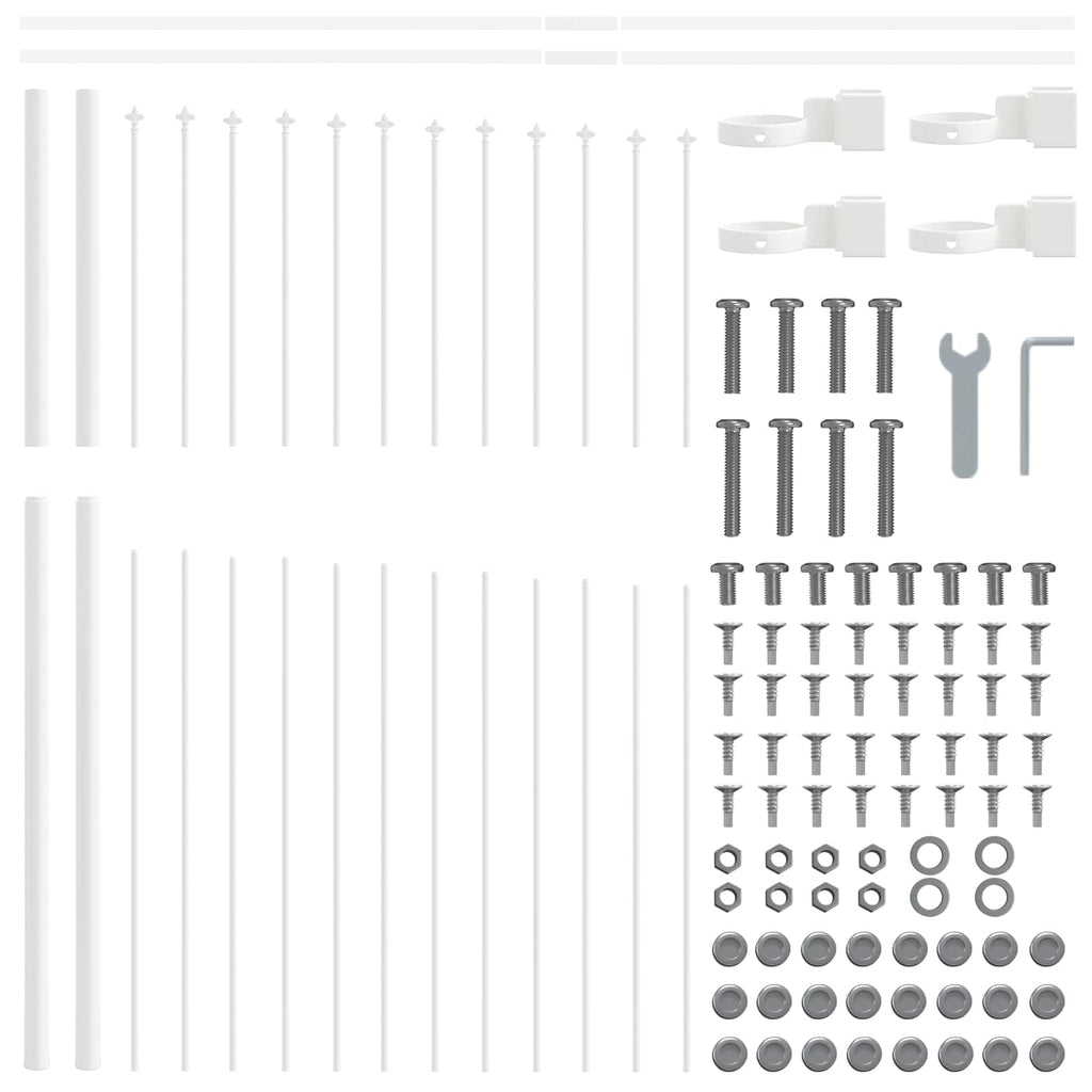 Recinzione per Giardino 8 pezzi Acciaio Verniciato Bianco 170 x 165 cm