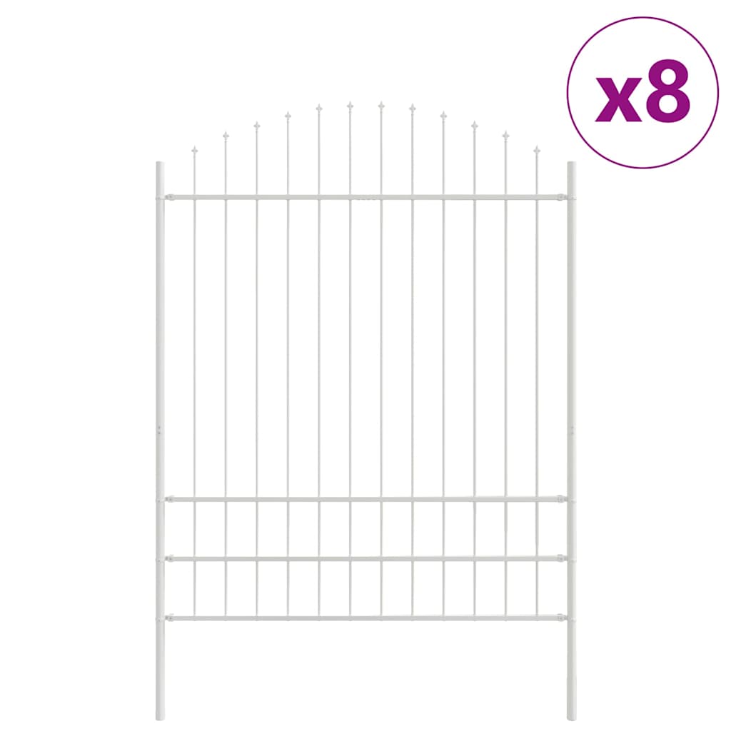 Recinzione per Giardino 8 pz Acciaio Verniciato Bianco 170 x 225 cm