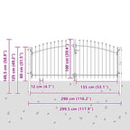 Cancello Doppio Woerden Grigio 299,5 x 149,5 cm Acciaio