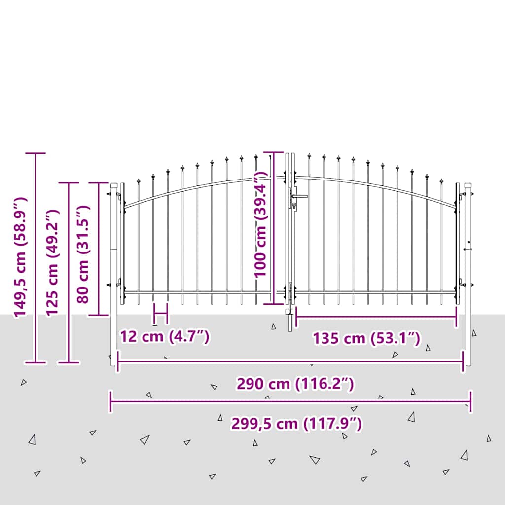 Cancello Doppio Woerden Grigio 299,5 x 149,5 cm Acciaio