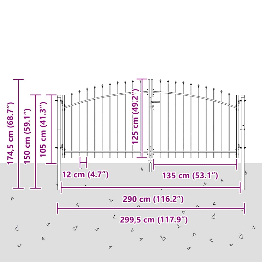 Cancello Doppio Woerden Grigio 299,5 x 174,5 cm Acciaio