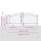 Cancello Doppio Woerden Grigio 299,5 x 174,5 cm Acciaio