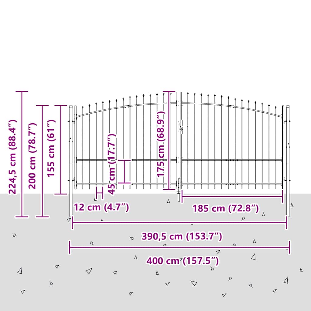 Cancello Doppio Woerden Grigio 400 x 224,5 cm Acciaio