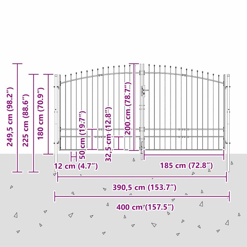 Cancello Doppio Woerden Grigio 400 x 249,5 cm Acciaio