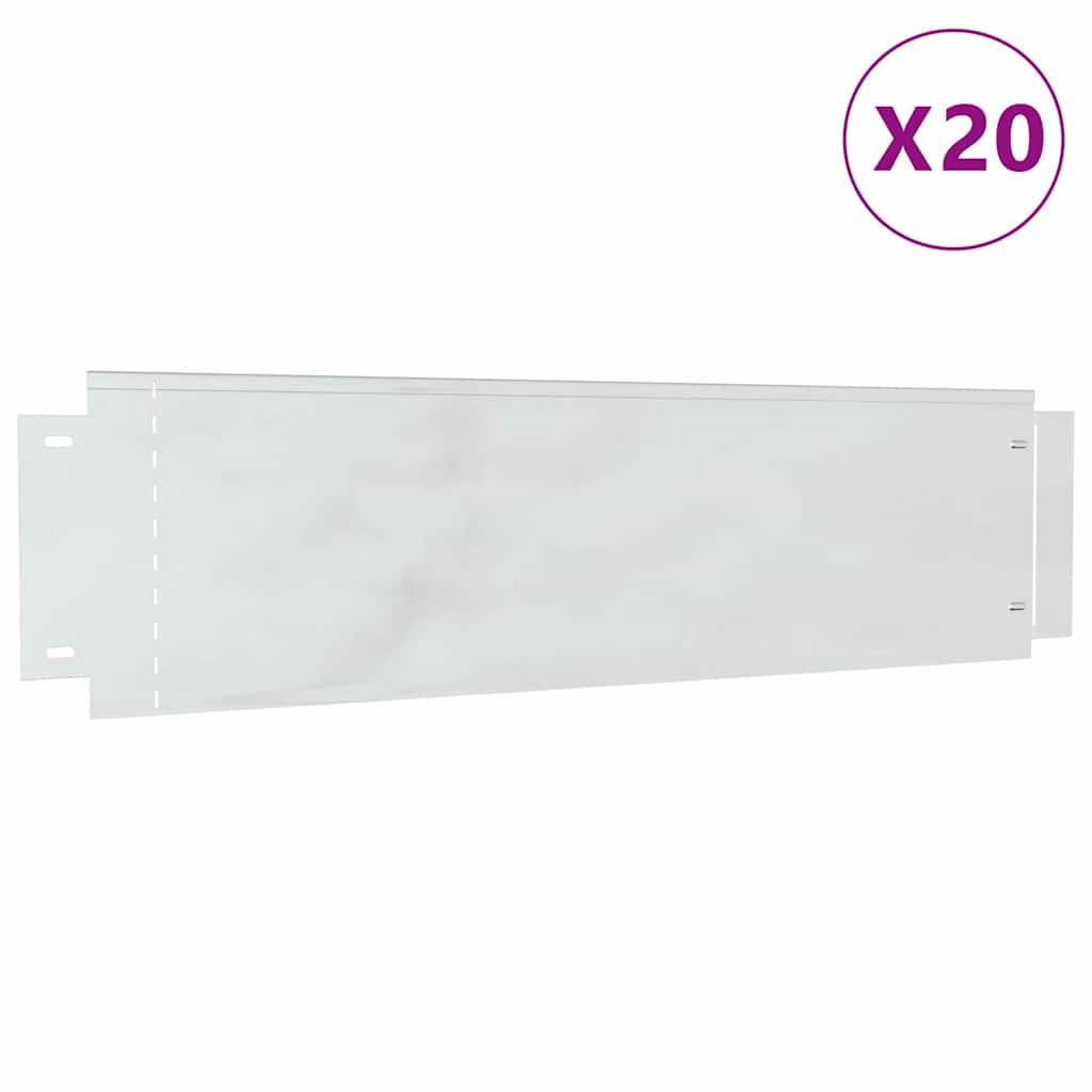 Bordure per prato 20 pezzi acciaio zincato argento 100 x 25 x 0,07 cm