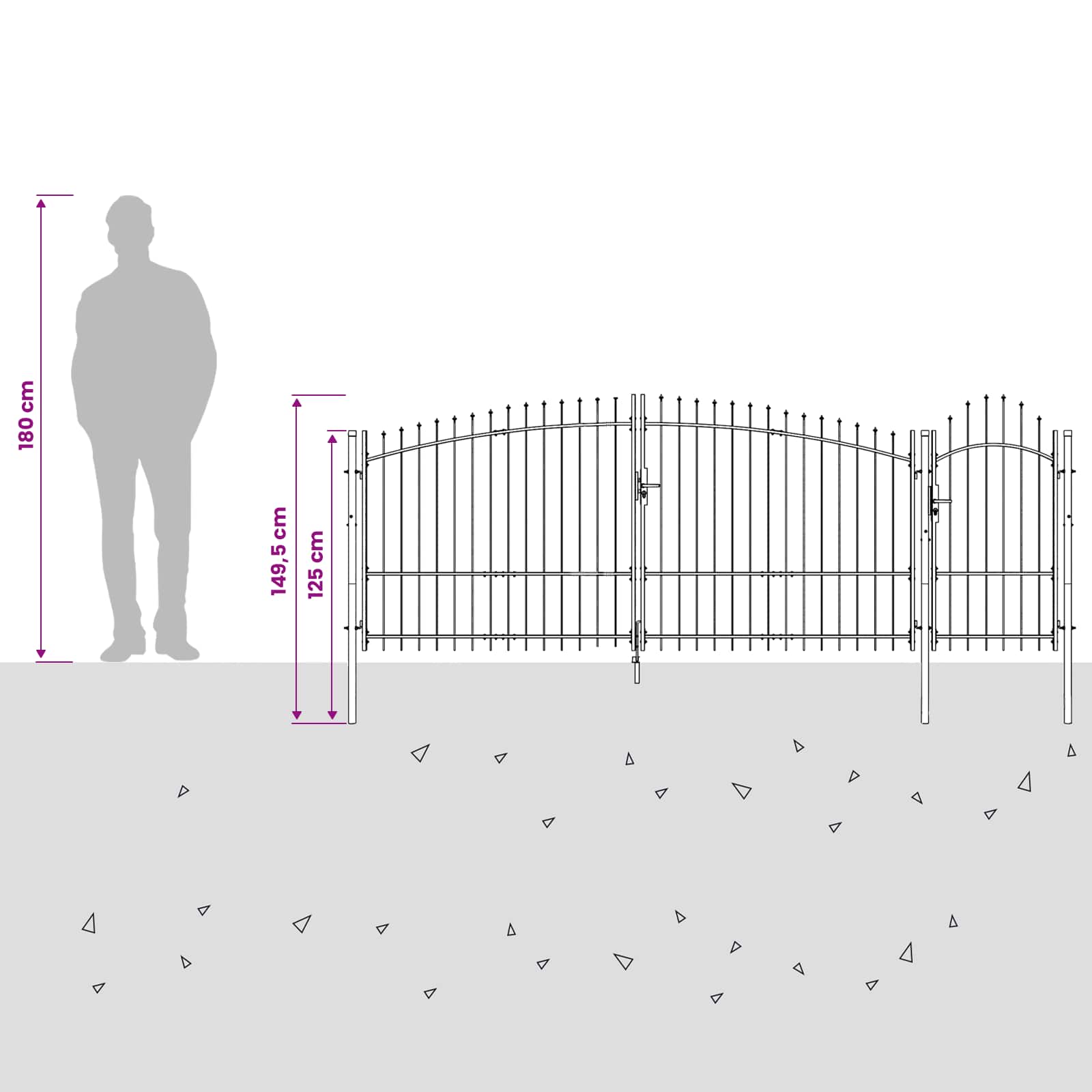 Cancello da giardino Woerden Grigio 100 x 400 cm Acciaio