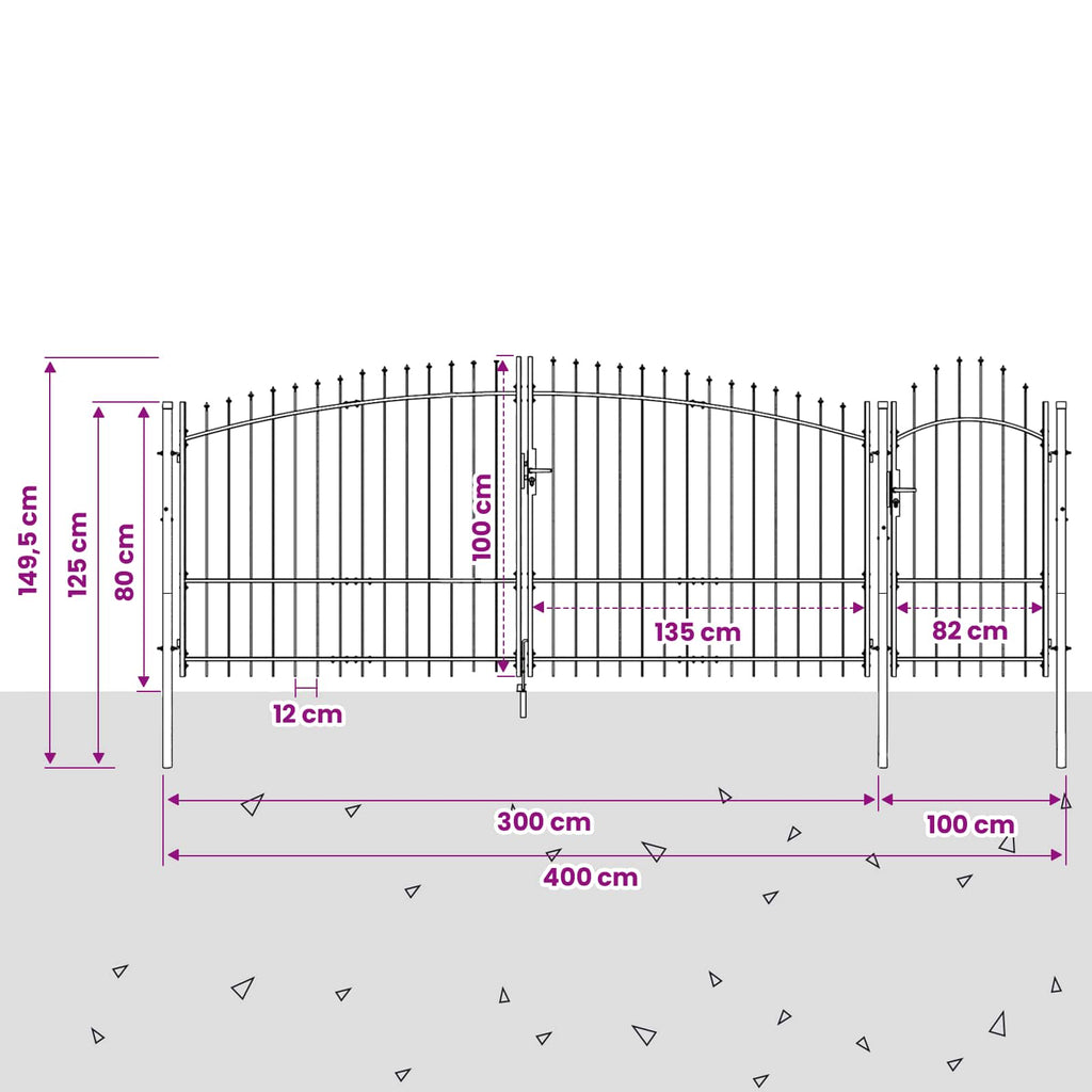 Cancello da giardino Woerden Grigio 100 x 400 cm Acciaio