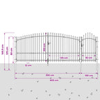 Cancello da giardino Woerden Grigio 100 x 400 cm Acciaio