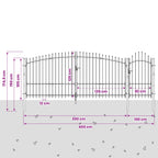 Cancello da giardino Woerden Grigio 125 x 400 cm Acciaio