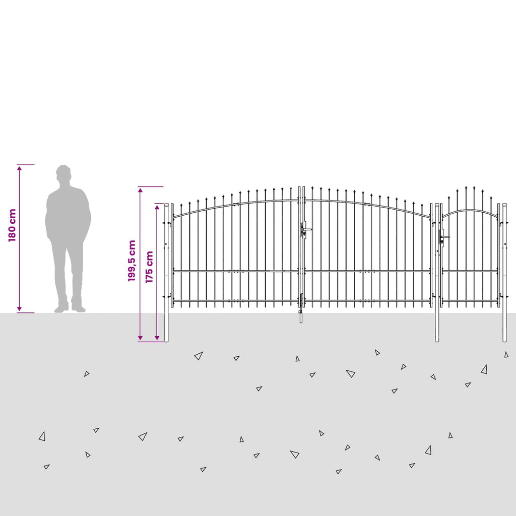 Cancello da Giardino Woerden Grigio 150 x 400 cm Acciaio