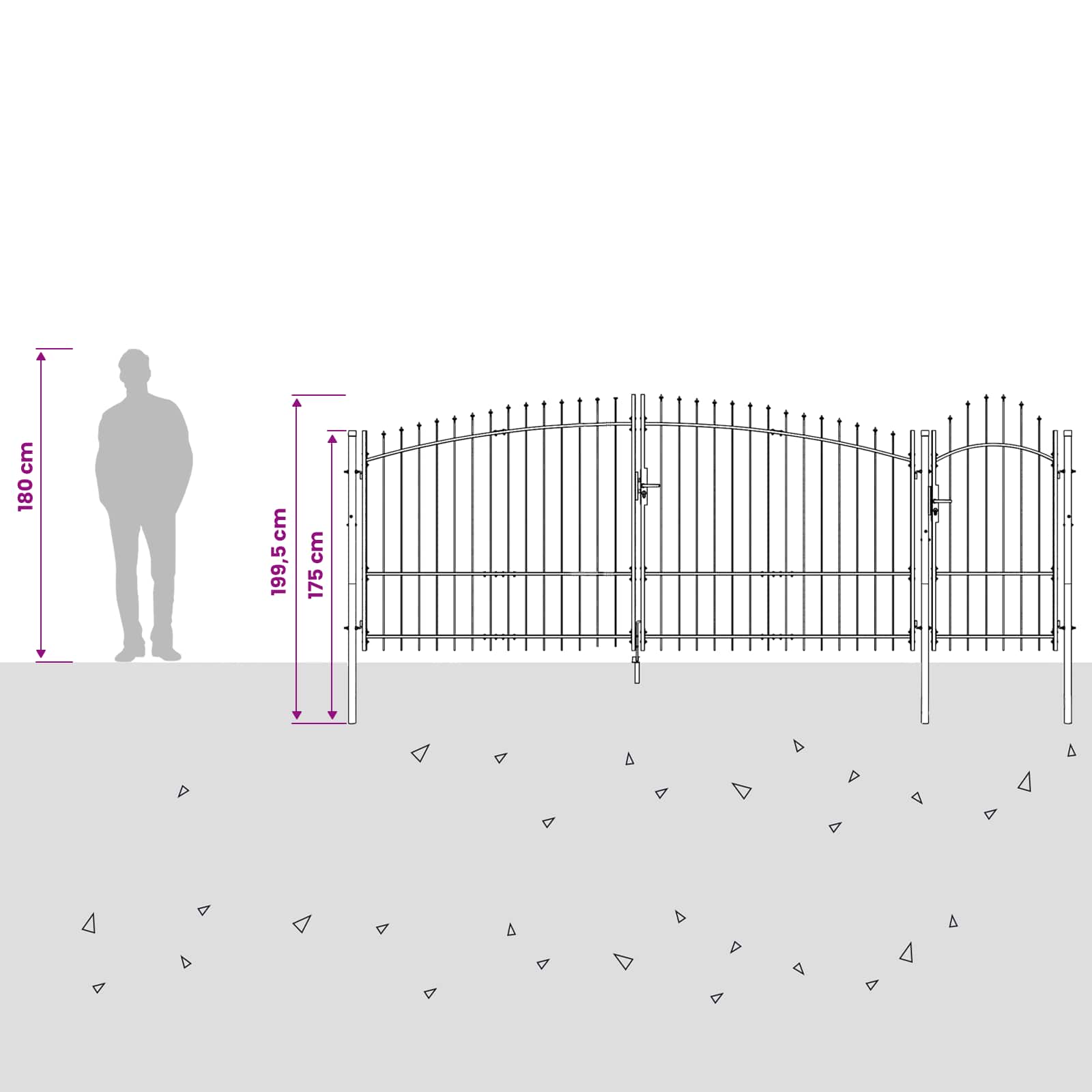 Cancello da Giardino Woerden Grigio 150 x 400 cm Acciaio