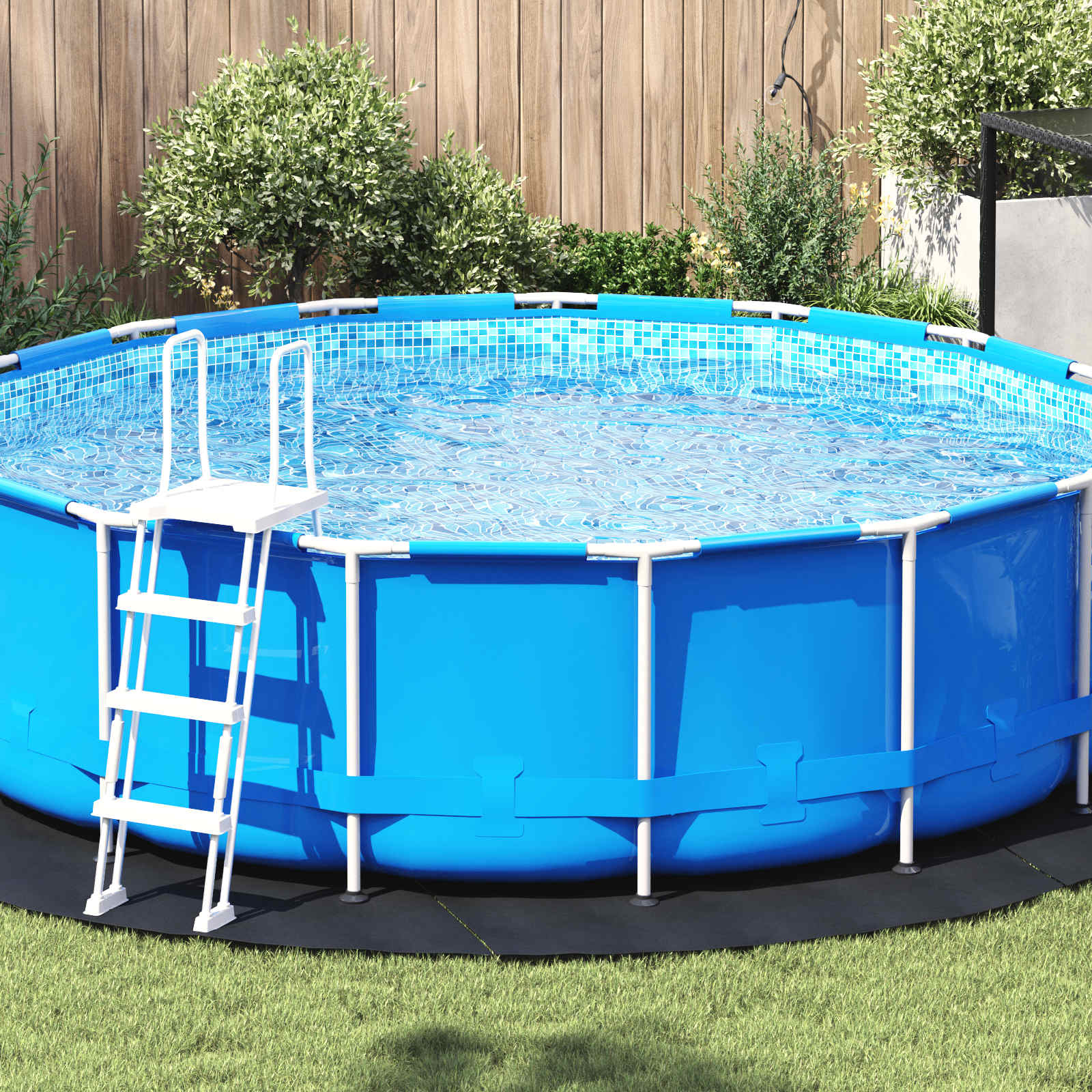 Telo per Fondo Piscina Nero Ø 366 cm Tessuto Non Tessuto