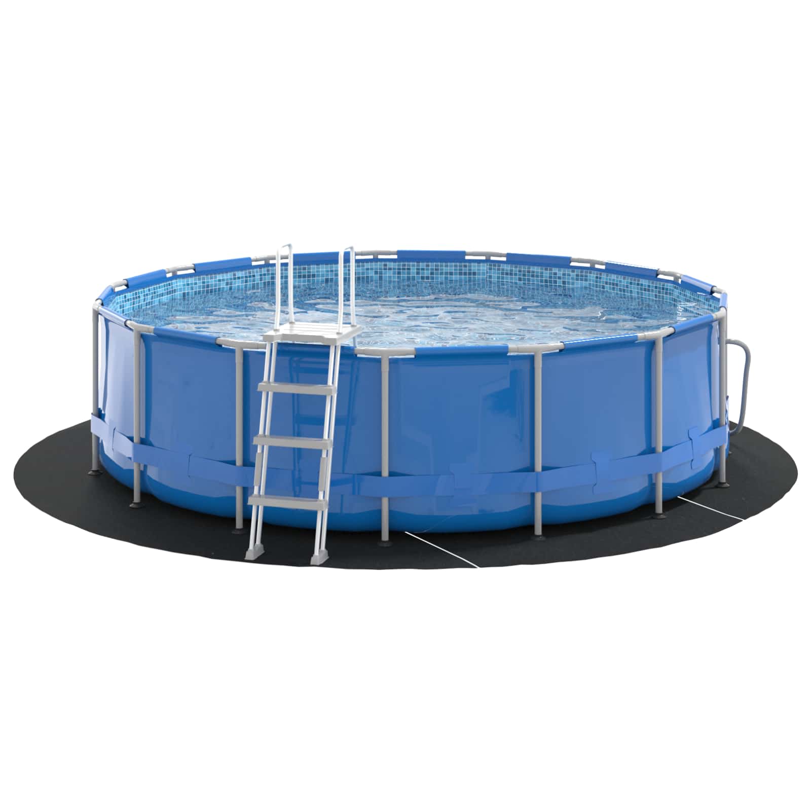 Telo per Fondo Piscina Nero Ø 366 cm Tessuto Non Tessuto