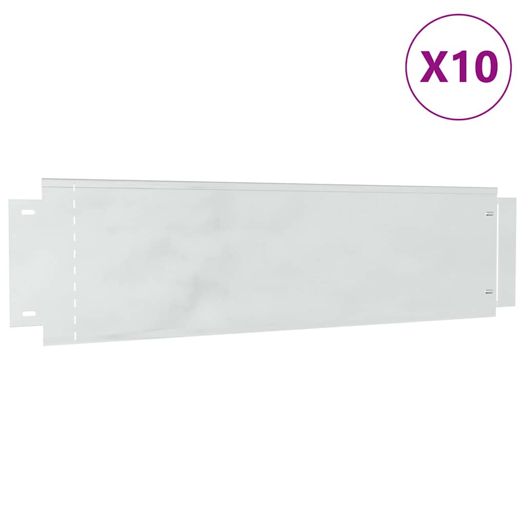 Bordure per prato 10 pz Acciaio zincato 100 x 25 x 0,07 cm Argento
