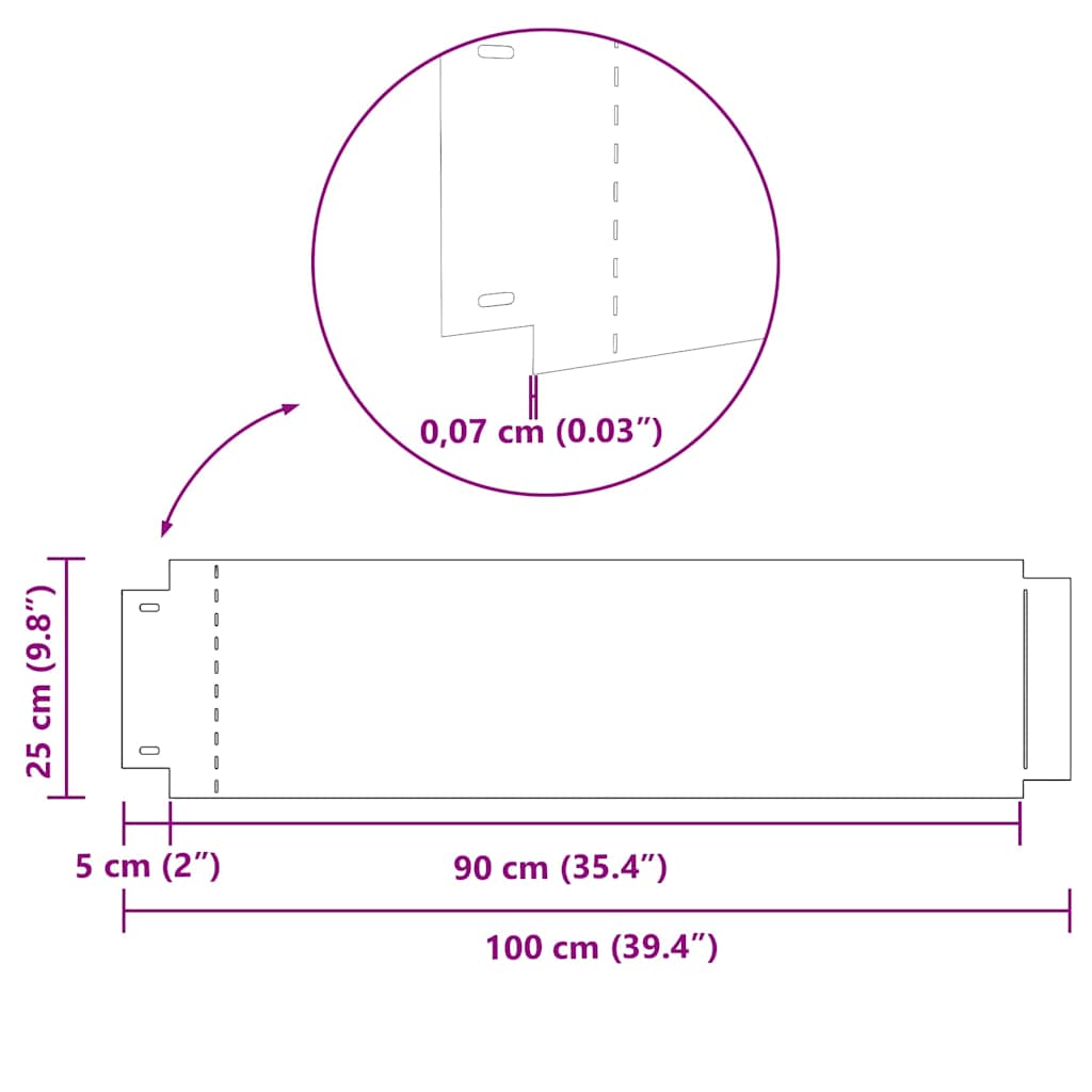 Bordure per prato 10 pz Acciaio zincato 100 x 25 x 0,07 cm Argento