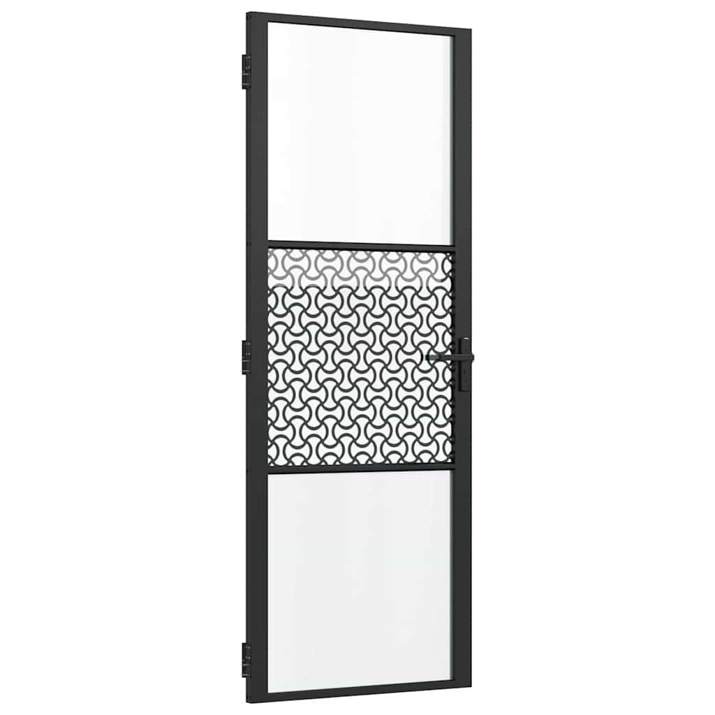 Porta in Vetro Traforo Nero 76 x 3,5 x 201,5 cm Alluminio