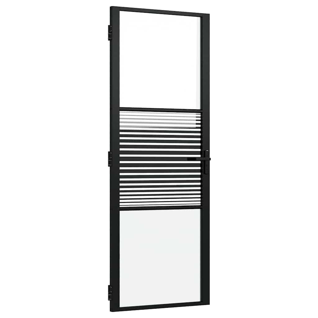 Porta in vetro rigato nero 76 x 3,5 x 201,5 cm - Alluminio