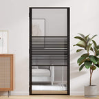 Porta in Vetro Rigato Nero 93 x 3,5 x 201,5 cm Alluminio