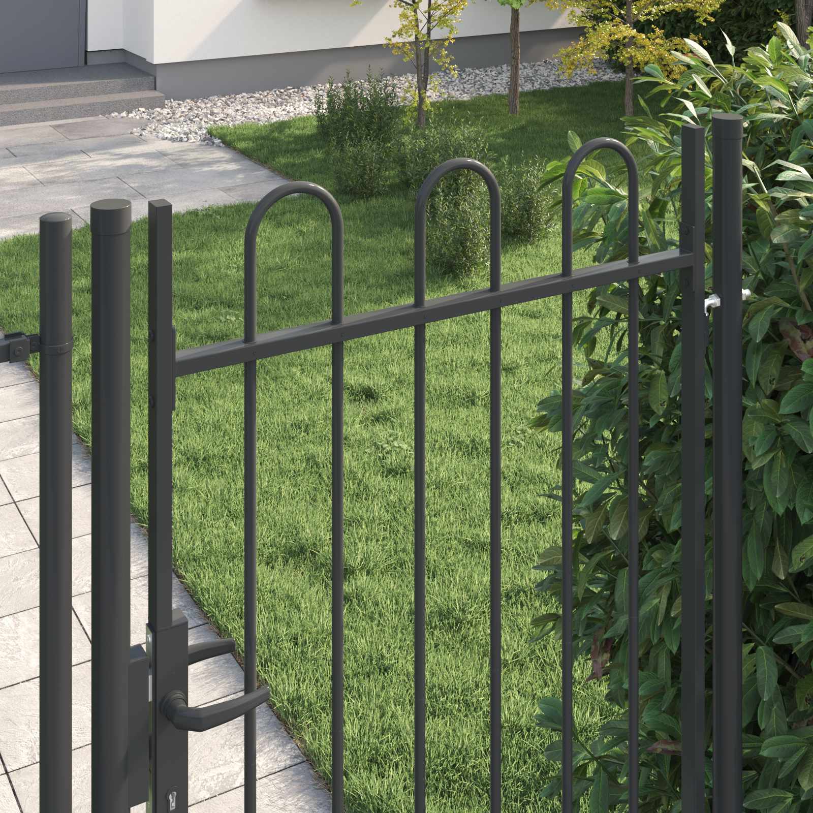 Cancello per recinzione BOXTEL 103 x 225 cm - Acciaio verniciato grigio