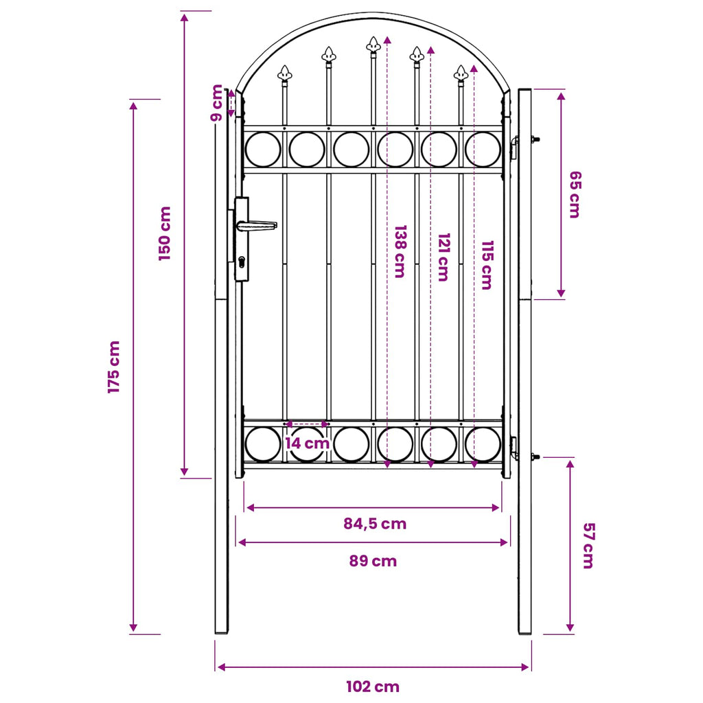 Cancello per recinzione ASSEN 100 x 150 cm grigio