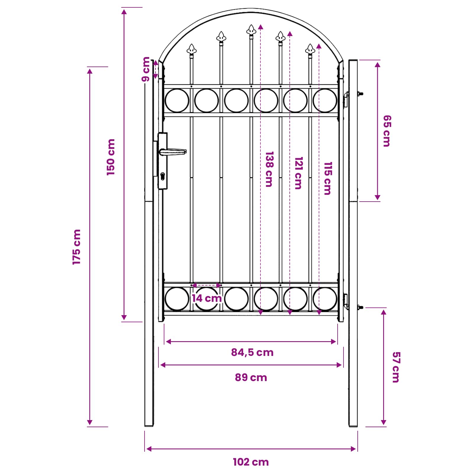 Cancello per recinzione ASSEN 100 x 150 cm grigio