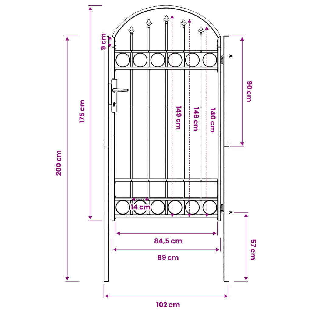 Cancello per recinzione ASSEN 100 x 175 cm grigio