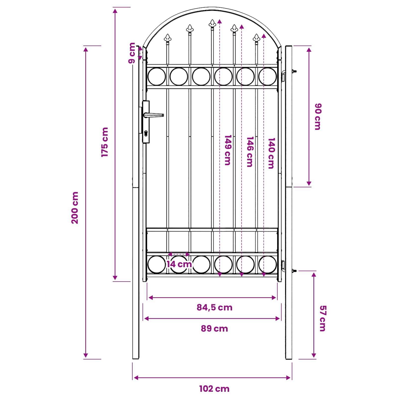 Cancello per recinzione ASSEN 100 x 175 cm grigio