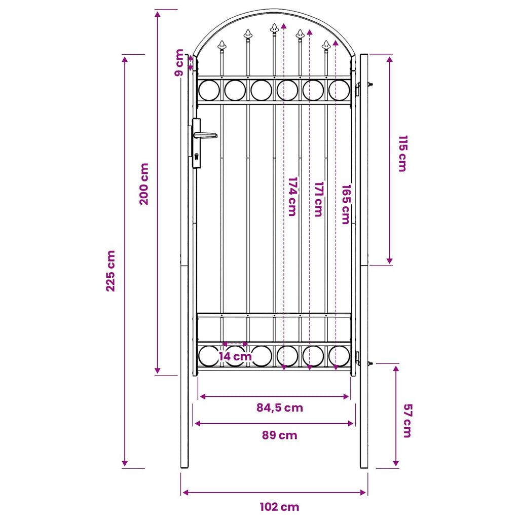 Cancello per recinzione ASSEN 100 x 195 cm grigio
