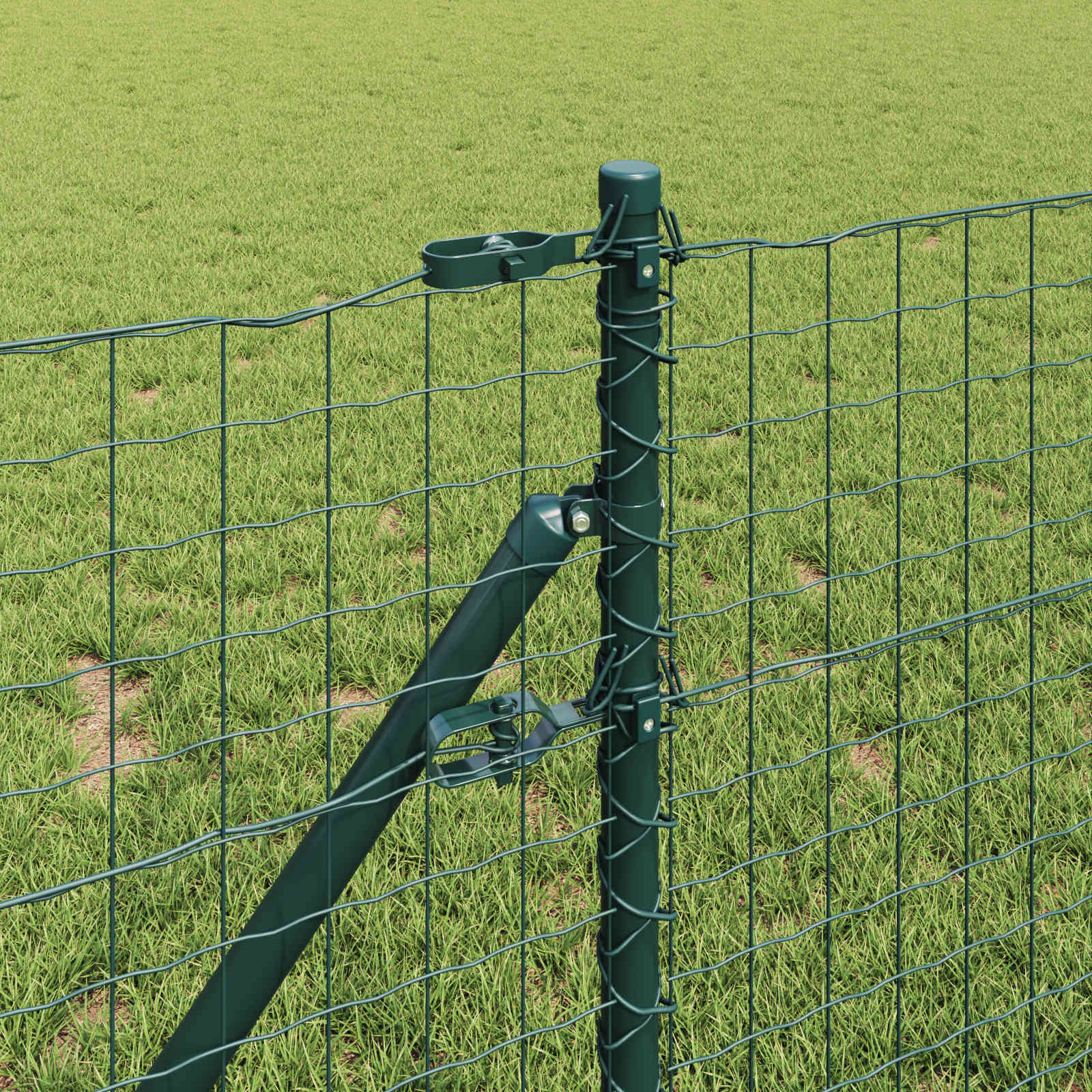Palo per recinzione 2 pezzi acciaio verde 60 cm