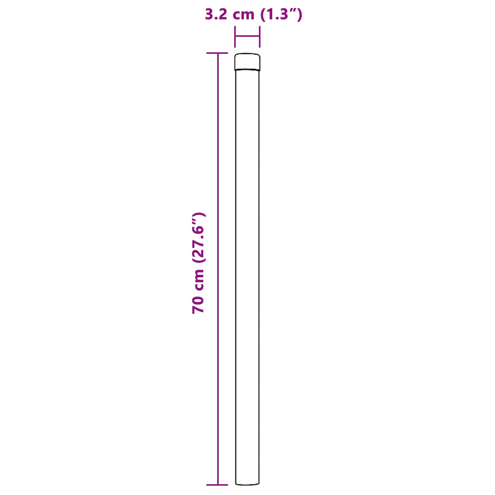 Palo recinzione acciaio verniciato 70 cm Verde - Confezione 2 pezzi