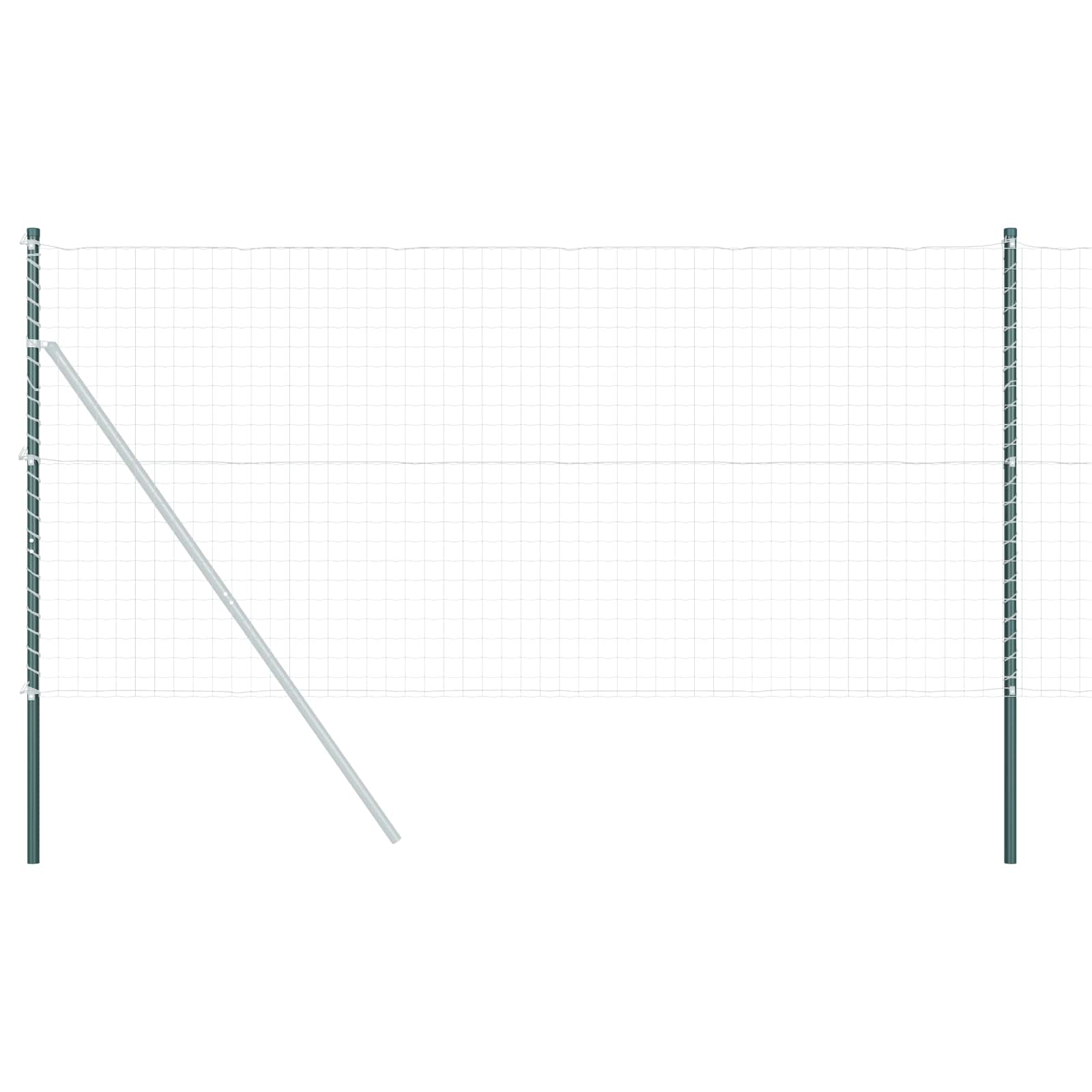 Palo della Recinzione Acciaio Verniciato a Polvere Verde 140 cm - Set 12 Pezzi
