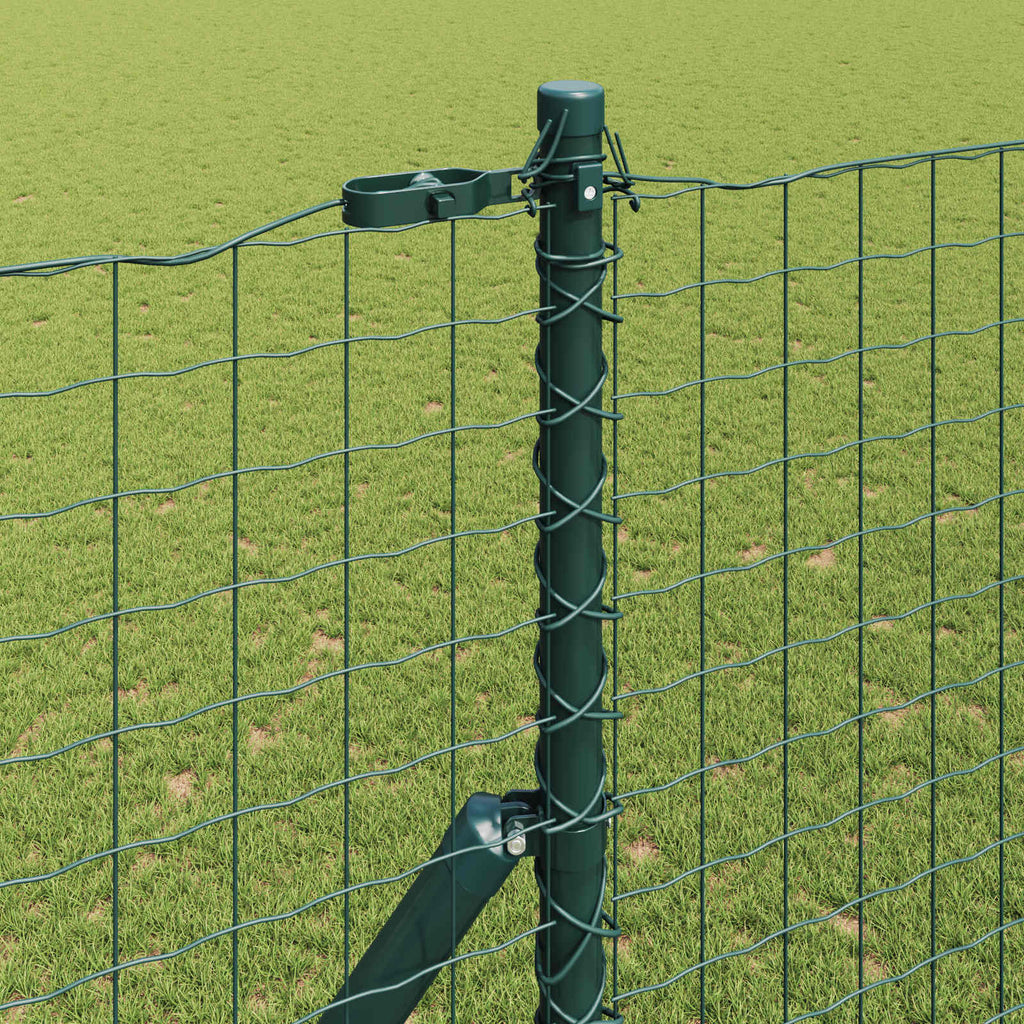 Palo della recinzione 2 pezzi Verde Acciaio Verniciato a Polvere