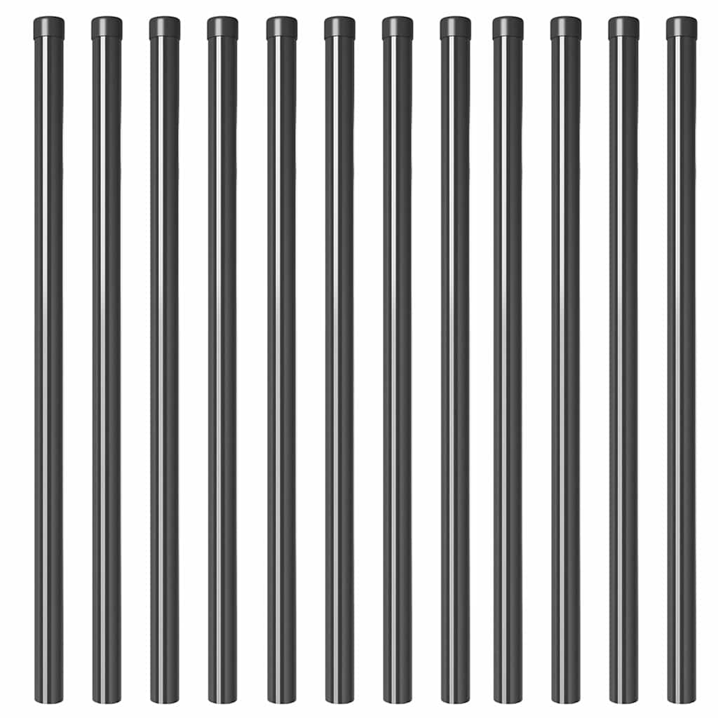 Set 12 Pali Recinzione Acciaio Verniciato Grigio 110 cm