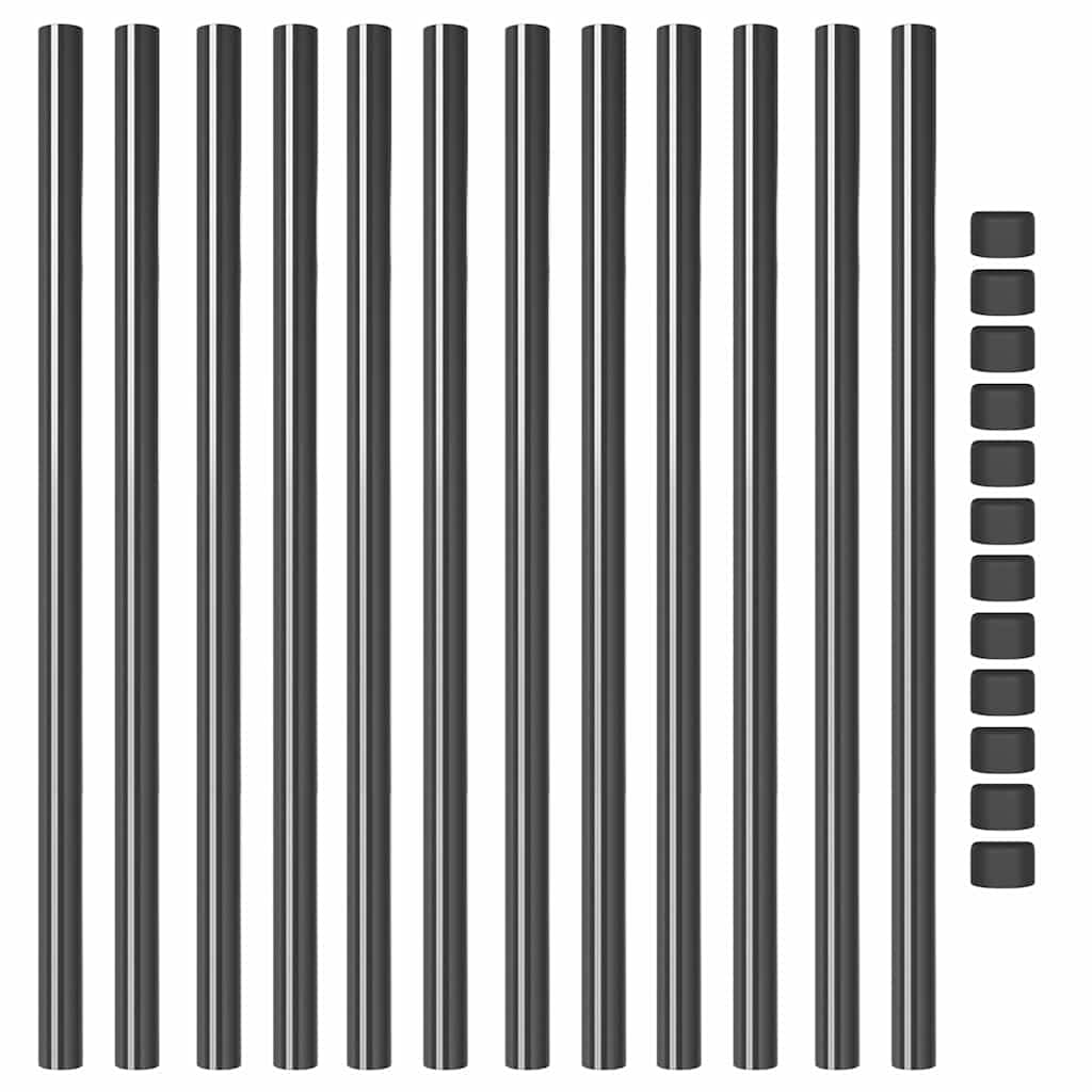 Set 12 Pali Recinzione Acciaio Verniciato Grigio 110 cm