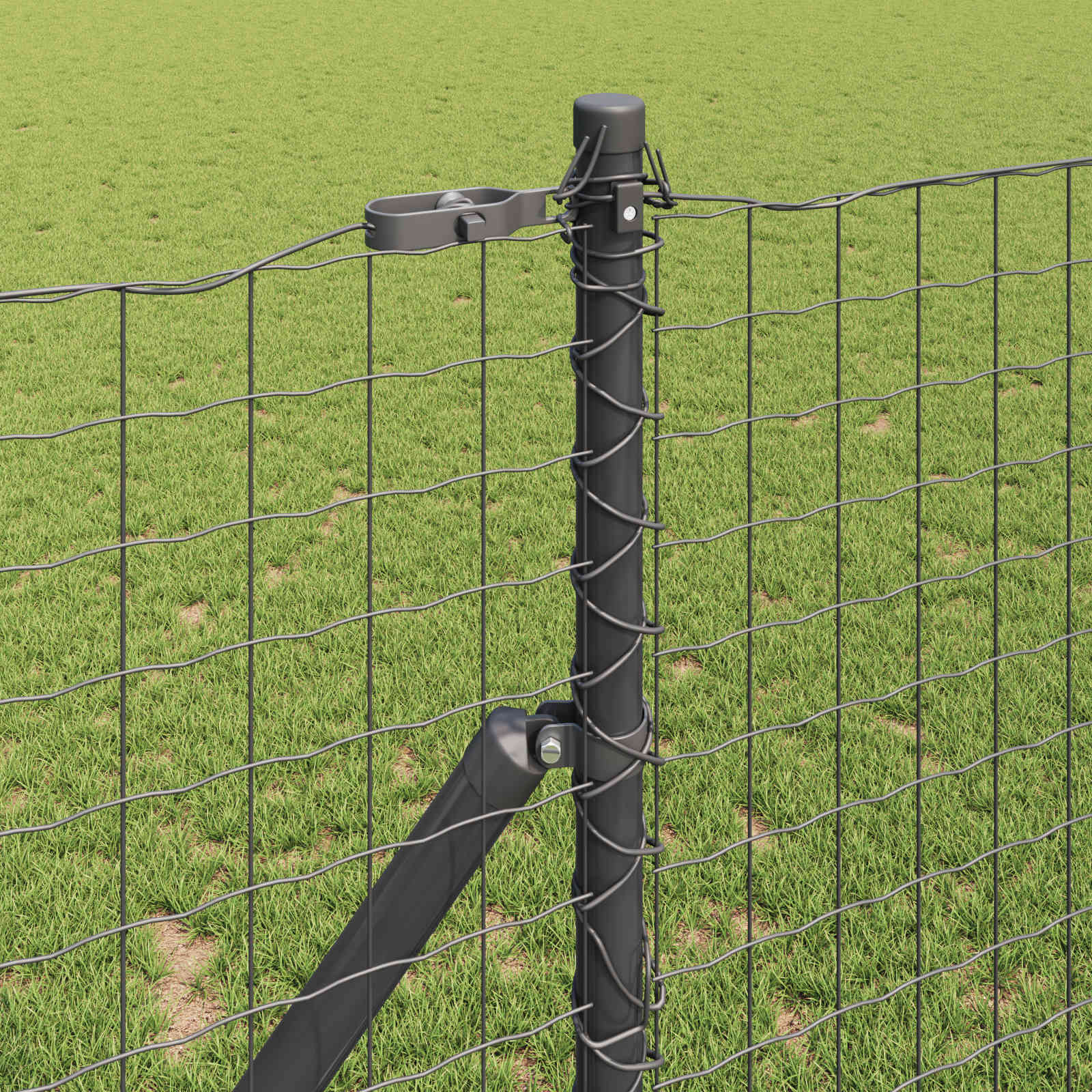 Palo per Recinzione Acciaio Verniciato a Polvere Grigio 160 cm - Set 2 Pezzi