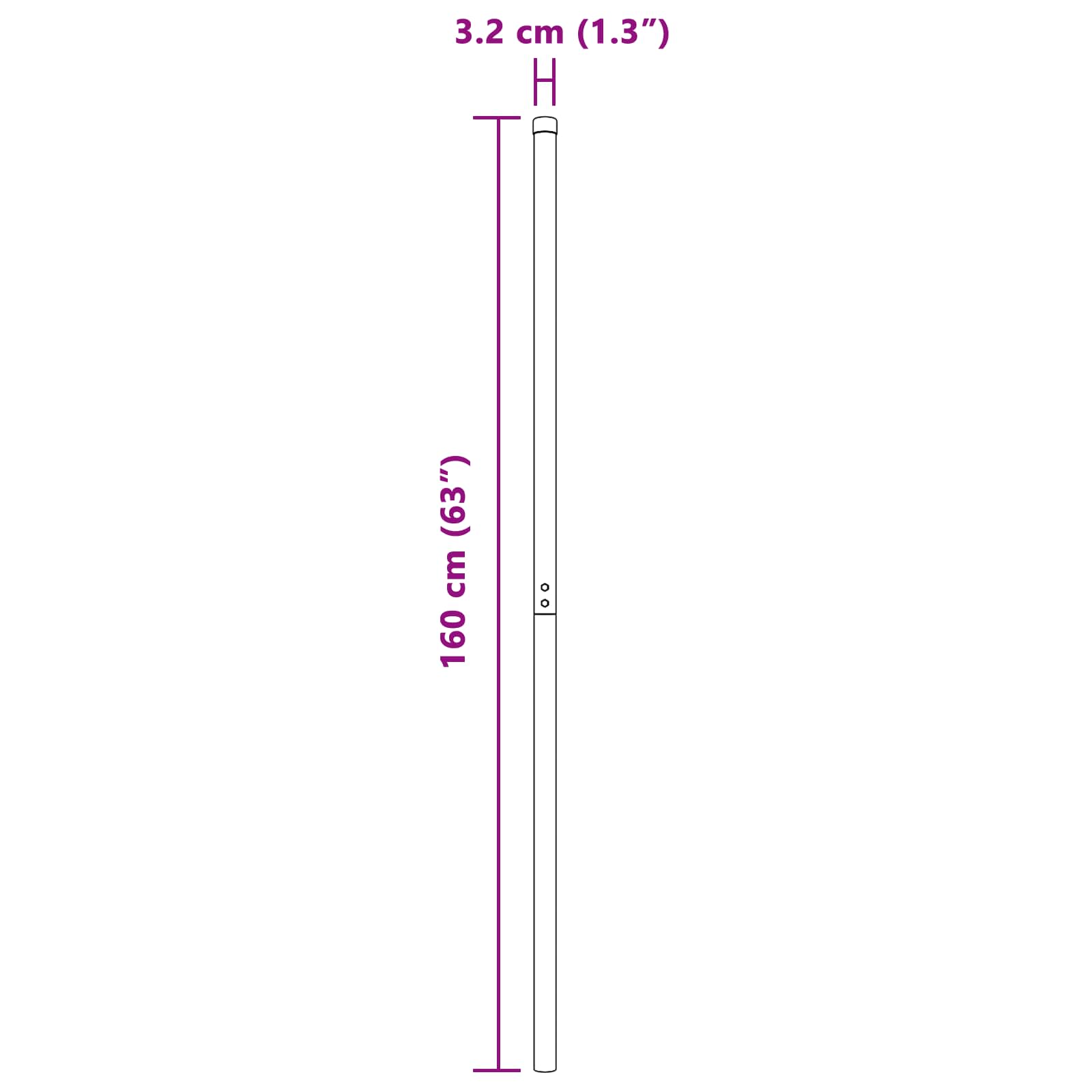 Palo per Recinzione Acciaio Verniciato a Polvere Grigio 160 cm - Set 2 Pezzi